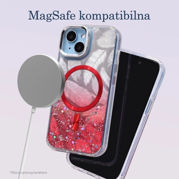 Torbica Magsafe Glitter za iPhone 16 Pro Max 6.9 crvena