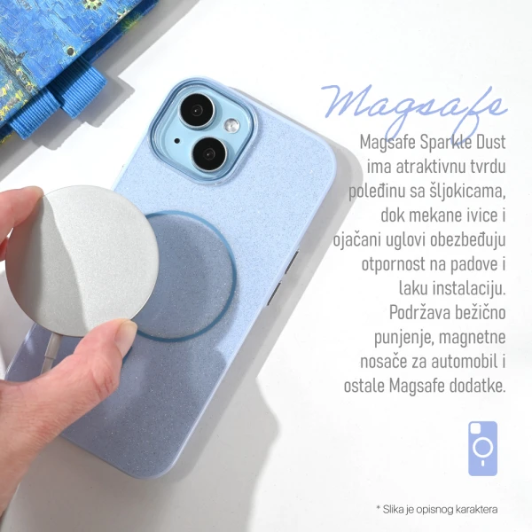Torbica Magsafe Sparkle Dust za iPhone 16 Pro Max 6.9 zlatna
