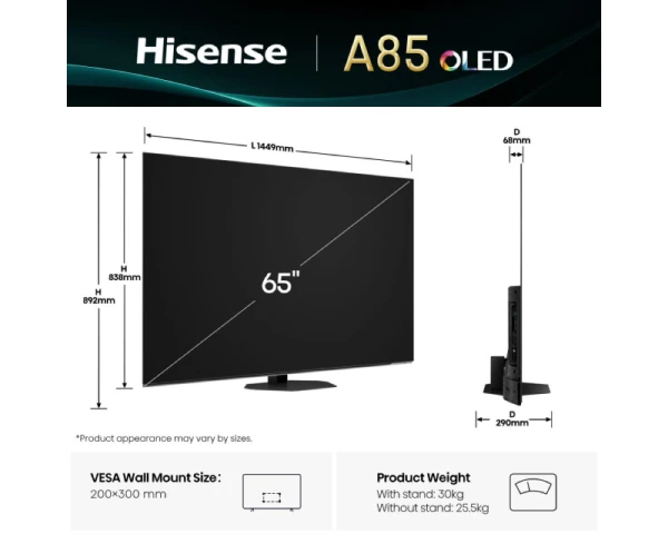 HISENSE 65 inča 65A85Q OLED 4K UHD Smart TV 