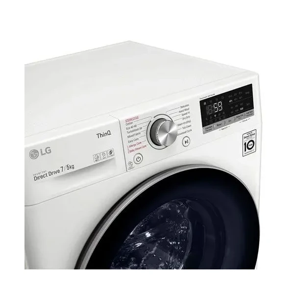 Mašina za pranje I sušenje veša, D/E, AI DD™, 7/5kg (5+5), 1200rpm, TurboWash, Steam™, ThinQ™, Wi-Fi, Vrata od kaljenog stakla, 47,5cm, Bel