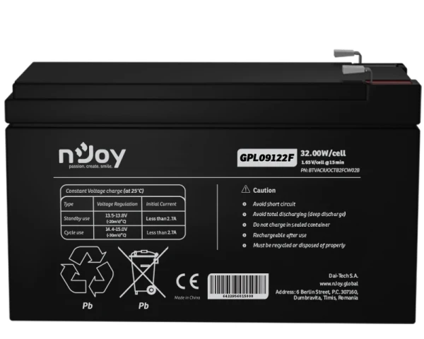 NJOY GPL09122F baterija za UPS 12V 9Ah (BTVACIUOCTB2FCW02B) 
