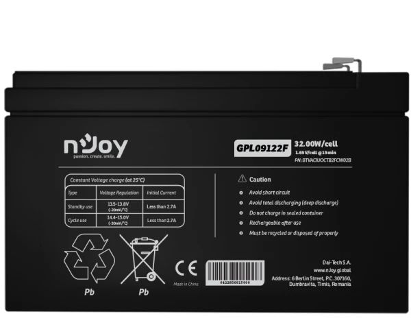 NJOY GPL09122F baterija za UPS 12V 9Ah (BTVACIUOCTB2FCW02B) 