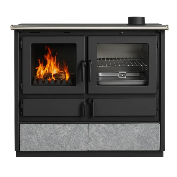 Šporet na čvrsto gorivo TimSistem ROCCO, desni, crni