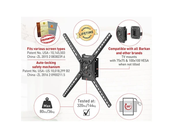 BARKAN BM300R LCD TV zglobni zidni nosač do 65 inča 