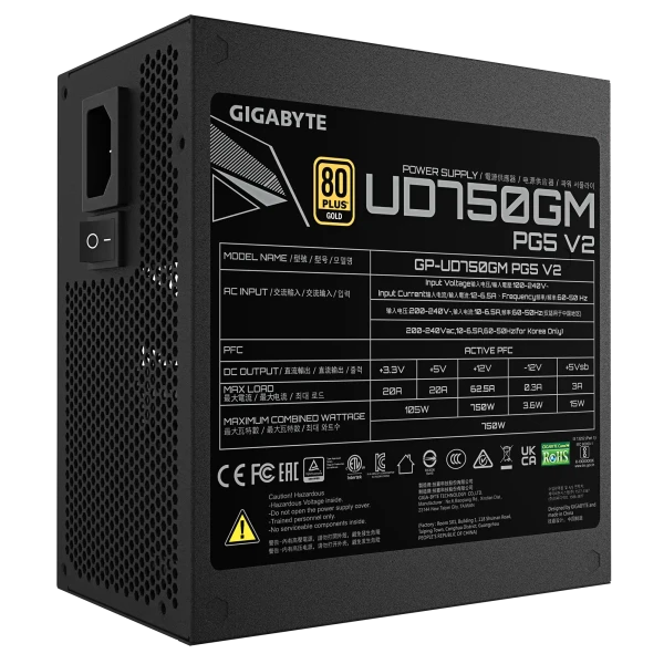 Napajanje 750W Gigabyte GP-UD750GM PG5 V2 Gold- modularno
