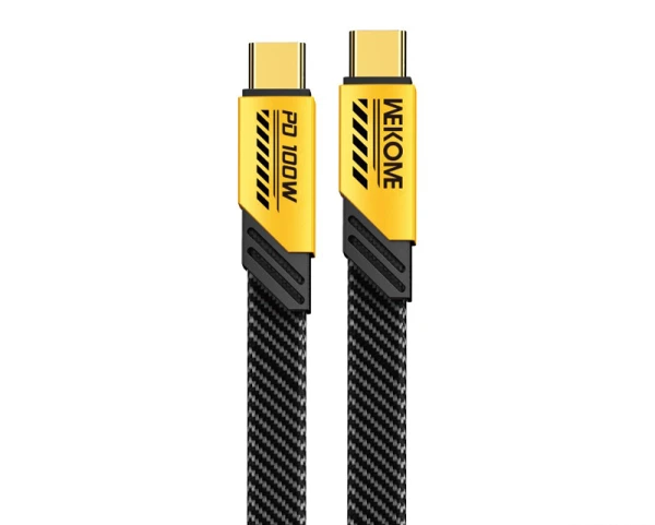 WEKOME WDC-192 Kabl 3.1 USB tip C MM 1m, za Superbrzo punjenje 100W480Mbps, flat-crno-žuti 