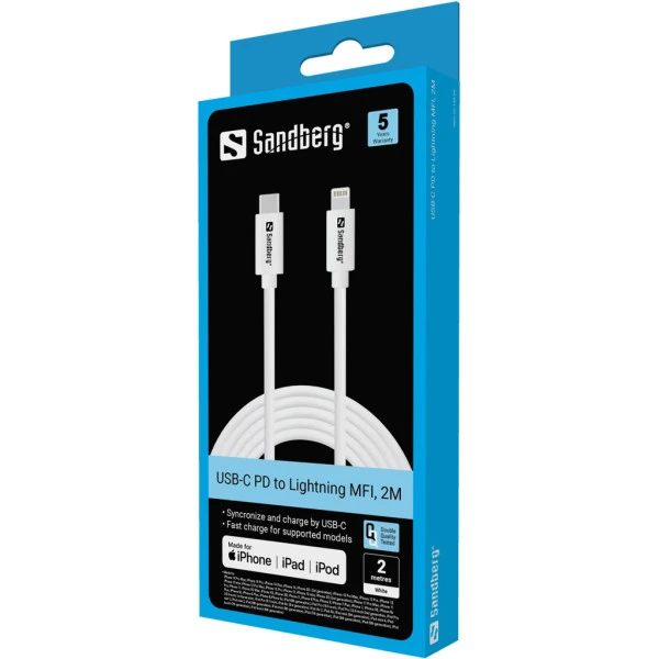 Kabl Sandberg 136-59 USB-C PD na Lightning MFI, 2M