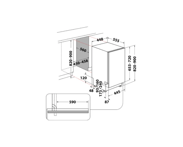 WHIRLPOOL WH6IB10BS7LA0 ugradna mašina za pranje sudova – 45cm 