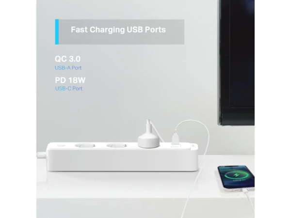 Smart produžni kabl TP-Link TAPO P300 3 utičnice2xUSB-A1xUSB-C 1.5m