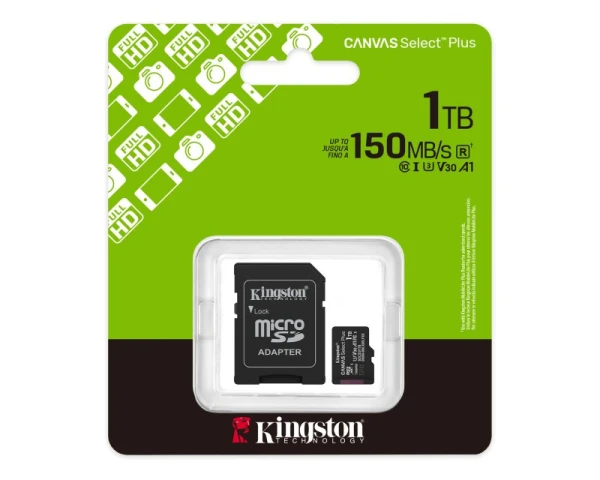 KINGSTON Memorijska kartica U1 V10 SDXC 1TB Canvas Select Plus G3 150R SDCS31TB + adapter 