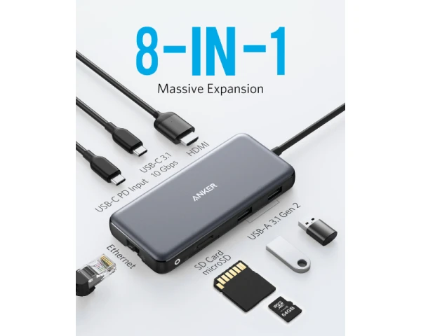 ANKER USB-C Data Hub 8u1 10Gbps crni 