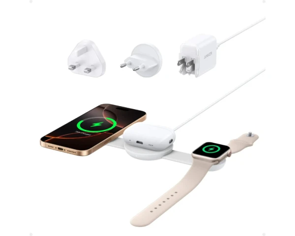 ANKER MagGo Bežični 3u1 sklopivi punjač beli 