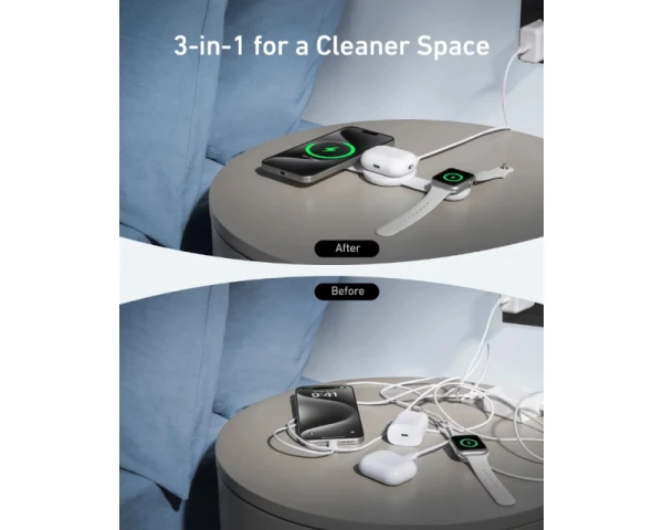 ANKER MagGo Bežični 3u1 sklopivi punjač beli 