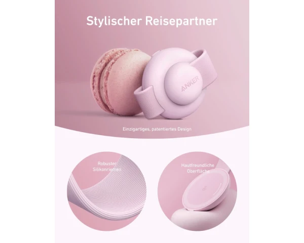 ANKER MagGo Bežični 3u1 sklopivi punjač roze 