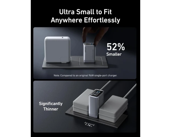 ANKER Prime 100W GaN zidni brzi punjač, 3-porta (2x USB-C i 1x USB-A) srebrni 