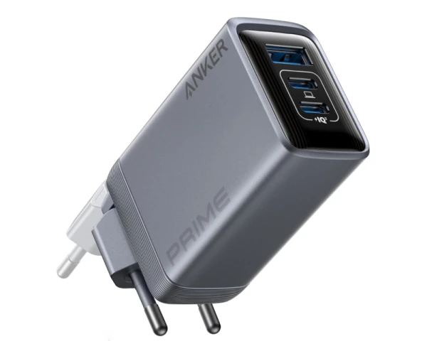 ANKER Prime 100W GaN zidni brzi punjač, 3-porta (2x USB-C i 1x USB-A) srebrni 
