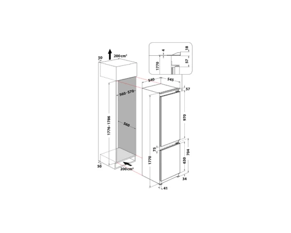 WHIRLPOOL WHC18D051A1 ugradni frižider 