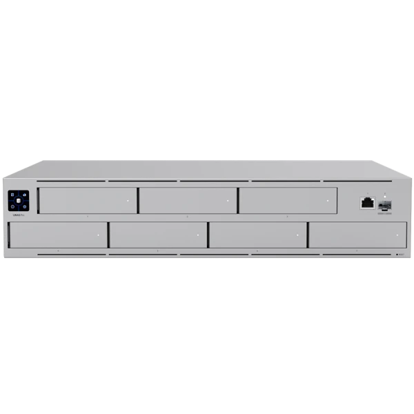 Ubiquiti UNAS-Pro-EU 2U rack-mount NAS with (7) 2.53.5'' drive bays and 10 Gbps performance designed for large-scale file storage and sharin