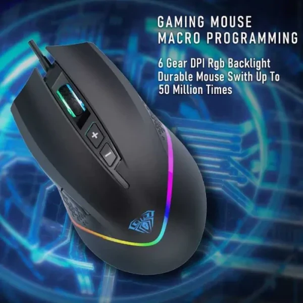 Gaming miš AULA F805 6400DPI7DRGBCrni
