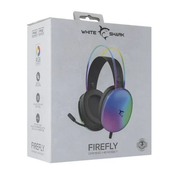 Slušalice sa mikrofonom White Shark FIREFLY 50mmMultiplatformRGBCrna