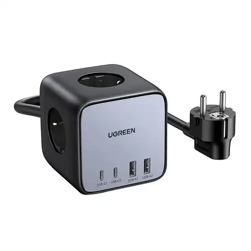 Ugreen kocka 65W USB  USB C + 3 x AC utičnica crna (CD268)
