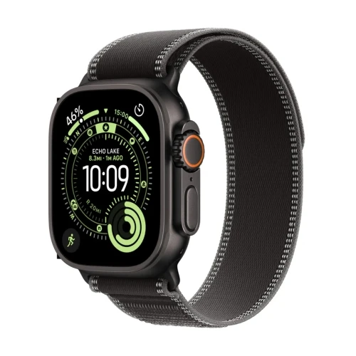 Apple Watch Ultra 3 49mm Black Titanium Case with Black/Charcoal Trail Loop - M/L mf1h4se/a