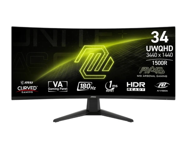 MSI 34 inča 346CQ MAG UWQHD 3440x1440 VA 180 Hz gaming zakrivljeni monitor 