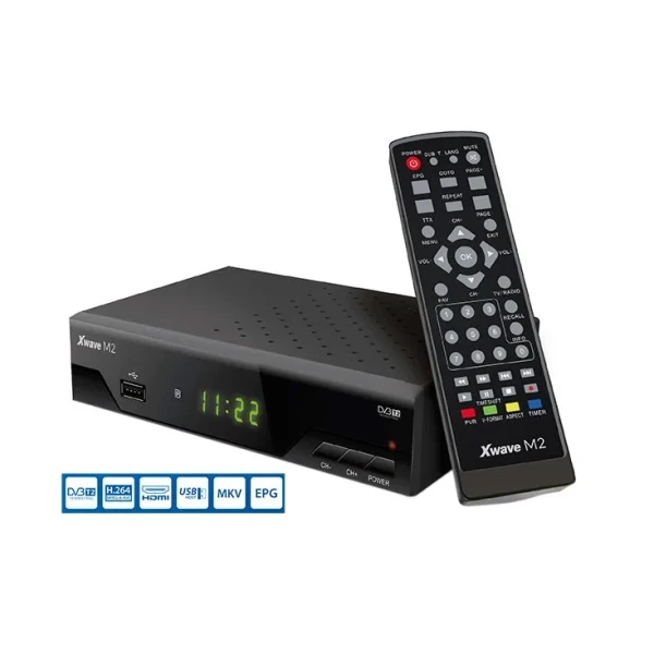 Set Top BOX Xwave M2 DVB-T2 LEDscartHDMIRF in-outUSBmedia playermetalno kućište