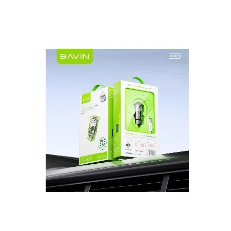 Bavin auto punjač 2.4A Dual 2xUSB-A + kabl type-A na type-C crna ( 90023 )
