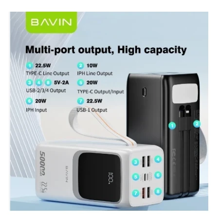 Bavin Power bank 50000mAh 22.5W PD20W crna ( 90316 )