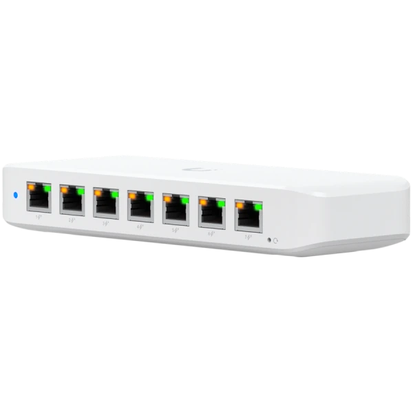 Ubiquiti USW-Ultra-210W-EU compact, Layer 2, 8-port GbE PoE switch with versatile mounting options, 7x GbE PoE+ output ports, GbE port with