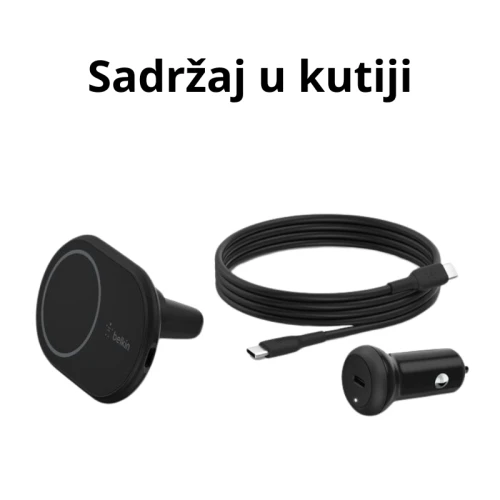 Belkin Boost Charge Wireless auto punjač sa kablom i adapterom 10W, Crni