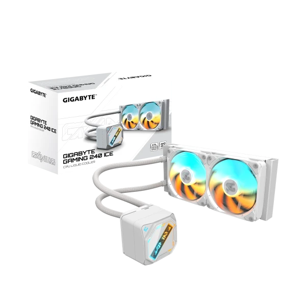 WHITE, GAMING 240 all-in-one liquid cooler, DIY-friendly EZ-Chain fans with slide-lock and DAISY-CHAIN ( GP-GIGABYTE GME 240I ) 