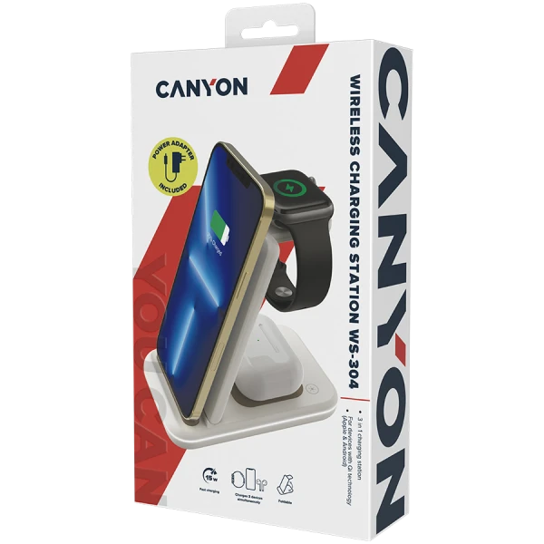CANYON wireless charger WS-304 15W 3in1 Cosmic Latte ( CNS-WCS304CL ) 