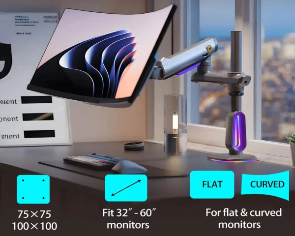 NORTH BAYOU G80 Gaming stoni nosač za monitor mat crni 