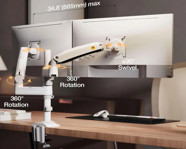 NORTH BAYOU H180 stoni nosač za dva monitora beli 17-27 inča 