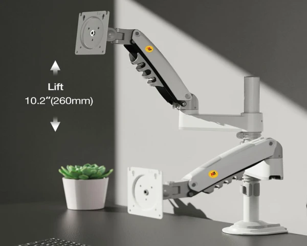 NORTH BAYOU H180 stoni nosač za dva monitora beli 17-27 inča 
