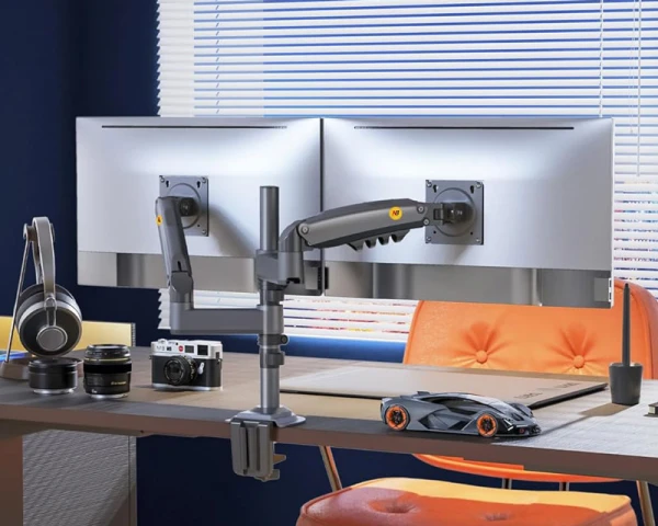 NORTH BAYOU H180 stoni nosač za dva monitora mat crni 17-27 inča 