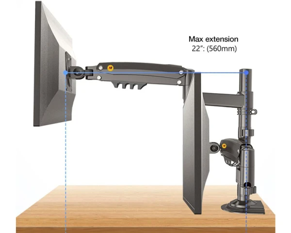 NORTH BAYOU H180 stoni nosač za dva monitora mat crni 17-27 inča 