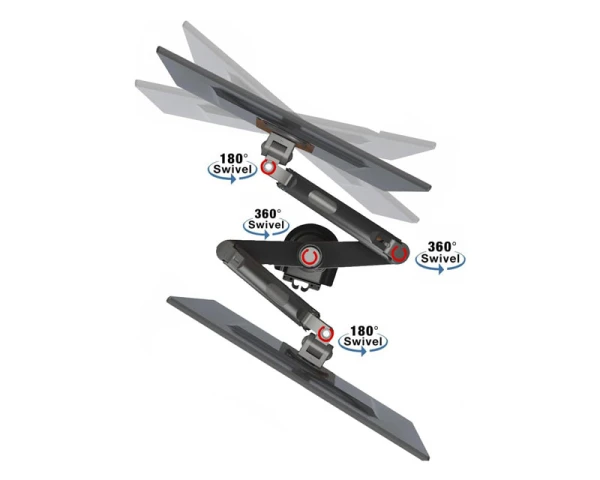 NORTH BAYOU H180 stoni nosač za dva monitora mat crni 17-27 inča 