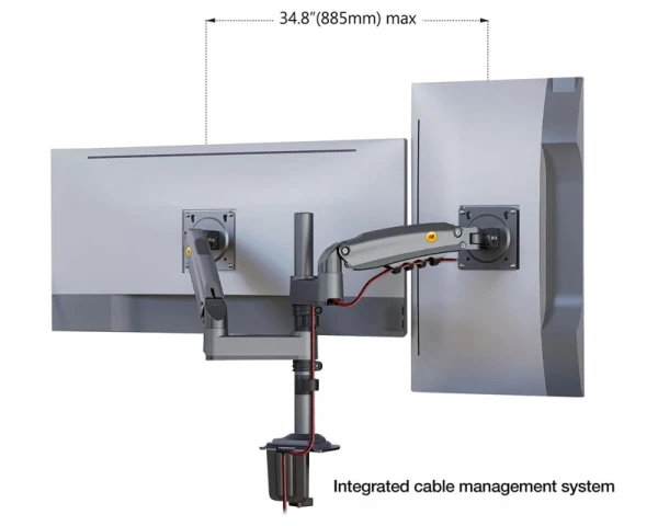 NORTH BAYOU H180 stoni nosač za dva monitora mat crni 17-27 inča 