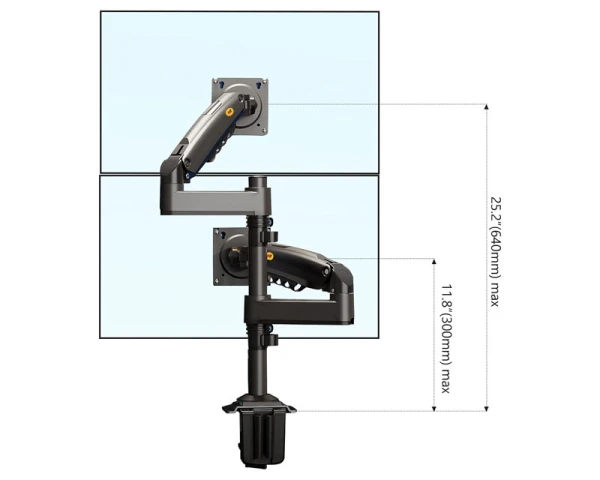 NORTH BAYOU H180 stoni nosač za dva monitora mat crni 17-27 inča 