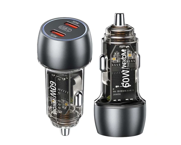 WEKOME WP-C54 Punjač za Auto sa 2-porta 3.1 tip C 60W, crni 