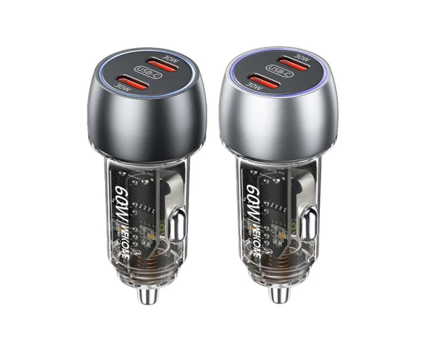 WEKOME WP-C54 Punjač za Auto sa 2-porta 3.1 tip C 60W, sivi 