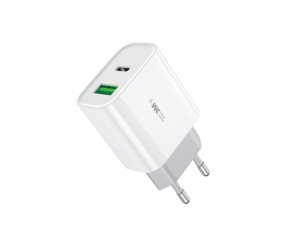 WEKOME WP-U53 Superbrzi Strujni GaN punjač, 2-porta USB (3.0 i PD-tipC) 33W, beli 