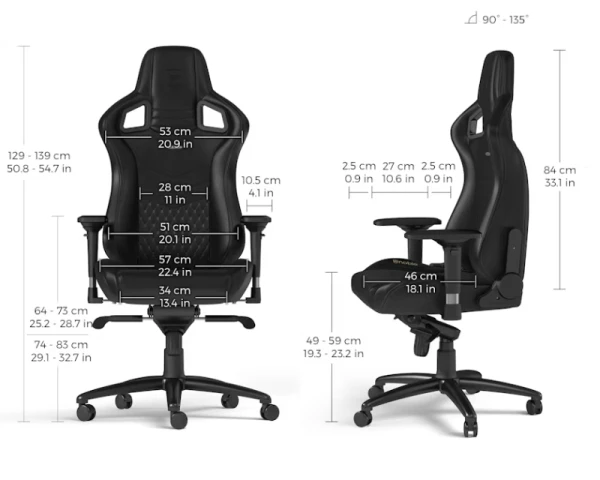 NOBLECHAIRS EPIC Real Leather Gaming stolica crna 