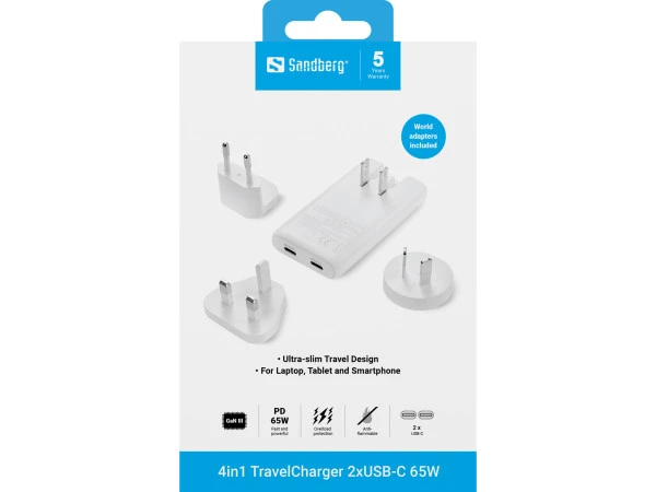 Sandberg 4in1 TravelCharger 2xUSB-CA 65W 441-68