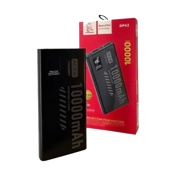 Power bank Denmen DP43 10000Mah Fast PD20W QC3.0 2xTypeC1xUSB-A Crni