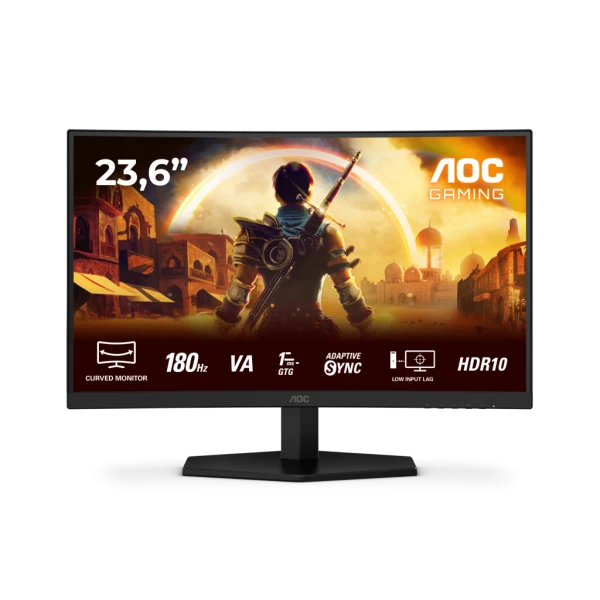 Monitor 23.6'' AOC C24G42E VA/Zakrivljeni/FHD/1920x1080/180Hz/4ms GtG/HDMIx2, DP/Adaptive Sync/VESA/Crna