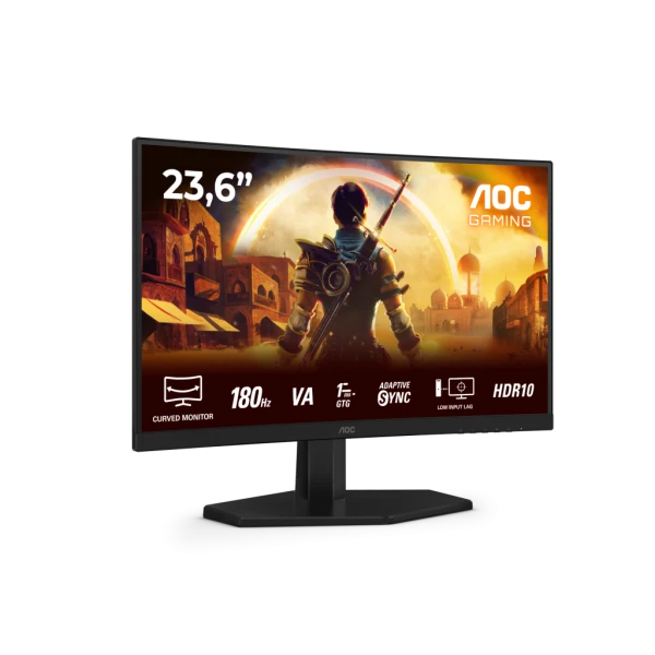 Monitor 23.6'' AOC C24G42E VA/Zakrivljeni/FHD/1920x1080/180Hz/4ms GtG/HDMIx2, DP/Adaptive Sync/VESA/Crna